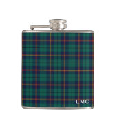 Carmichael Tartan Donker Groen Plaid Monogram Heupfles (Voorkant)