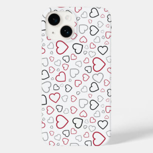 Carmin Red Gray Happy Hearts-patroon Case-Mate iPhone 14 Hoesje