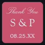 Carmine Magenta Wedding Favor Sticker Merci<br><div class="desc">Carmine Magenta Wedding Favor Sticker Merci,  s'il vous plaît personnaliser avec les initiales du couple et la date du mariage,  en utilisant le modèle de personnalisation en ligne avant de commander. Un autocollant élégant avec du texte blanc élégant sur une belle nuance carmin de magenta.</div>