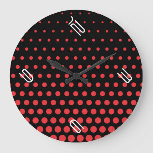 Carmine Pink Polka Dot Modern Black Grote Klok
