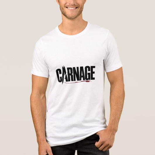 "Carnage – Sharp Typography Blood Drip Graphic" Tri-Blend Shirt (Voorkant)