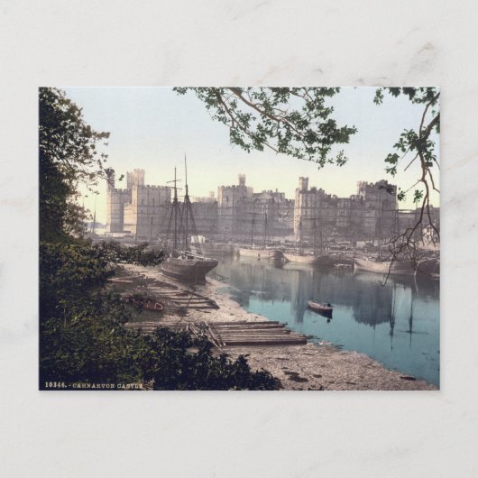 Carnarvon Castle Wales, carte postale vintage (Devant)