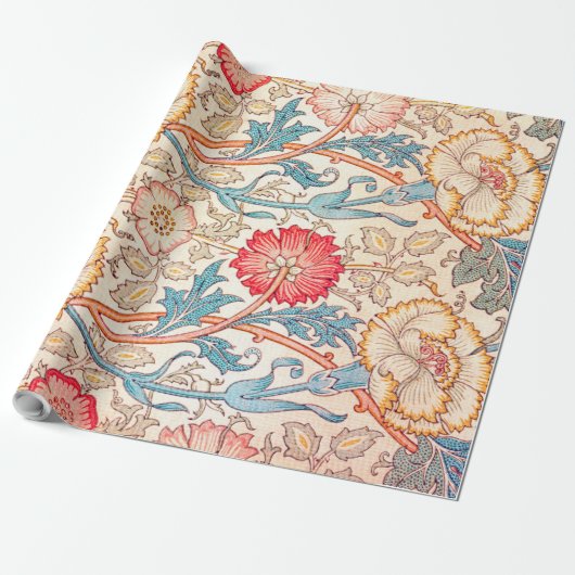 Carnatie, William Morris Cadeaupapier (Uitgerold)