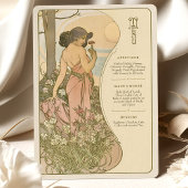 Carnation Art Nouveau Floral Goddess Carte Menu