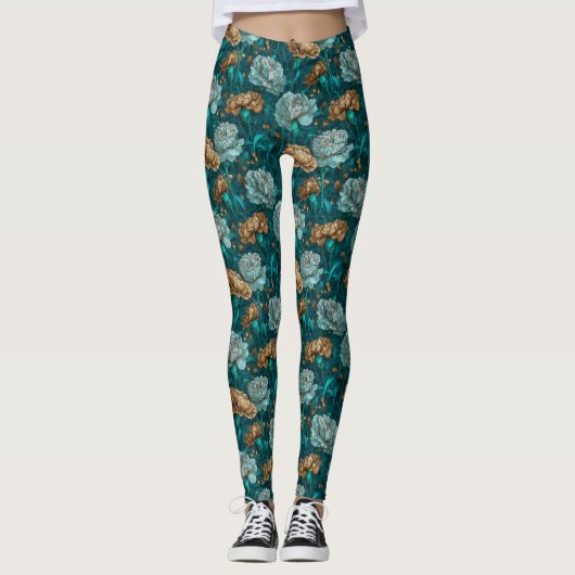 Carnation Flower Workout Carnation Accent Brides Leggings (Voorkant)
