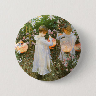 Carnation, Lily, Lily, Rose van John Singer Sargen Ronde Button 5,7 Cm