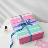 Carnation Pink, Mauve and Robin Egg Blue Stripes Cadeaupapier