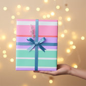 Carnation Pink, Mauve and Robin Egg Blue Stripes Cadeaupapier