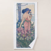 Carnation (Quatre Fleurs), Alphonse Mucha (Serviette de bain)