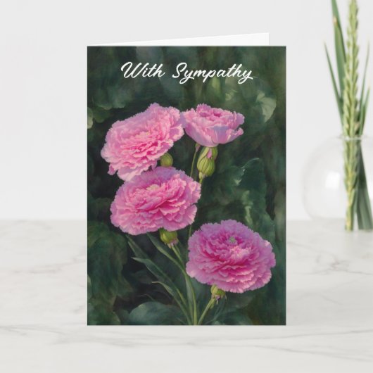 Carnation rose Fleur Jardin Art Carte de Sympathie (Devant)