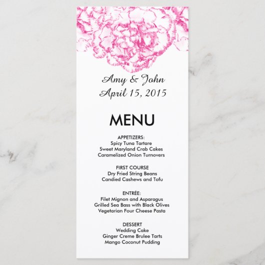 Carnation rose mariage menu carnation1 (Devant)