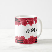 Carnation rouge Bordure musicale Théâtre Mug (Devant droit)