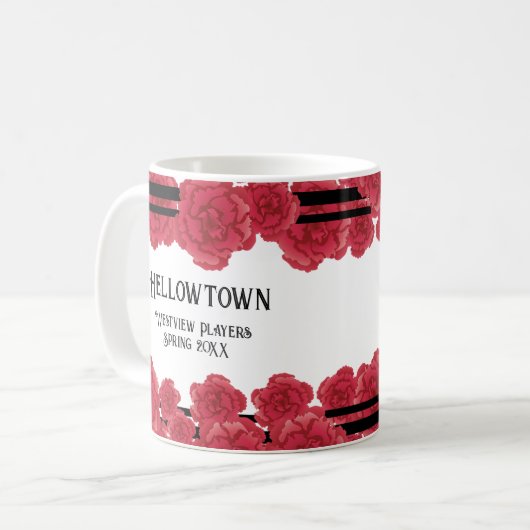 Carnation rouge Bordure musicale Théâtre Mug (Devant gauche)