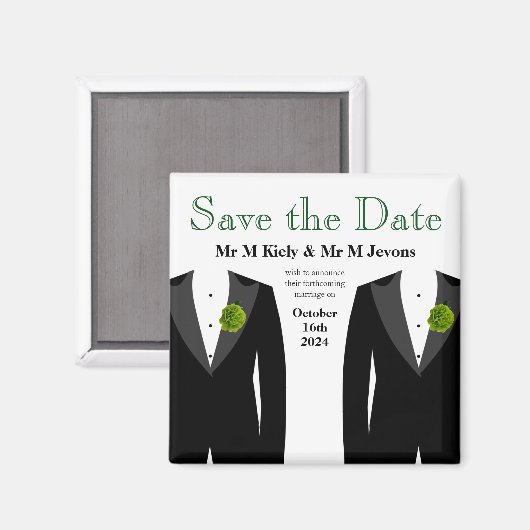 Carnation Verte Sauvegarder La Date Aimant Mariage (Recto/Verso)