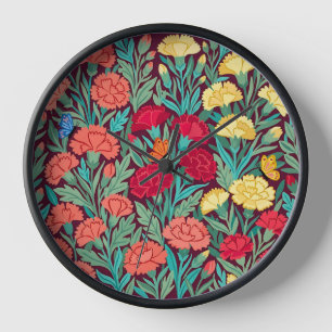 Carnations Abstraits Papillons Art Horloges