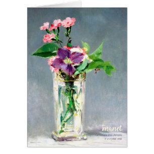 Carnations Manet clematis Carte de voeux Floral