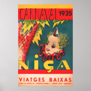 Carnaval 1935 AFFICHE IMPRIMÉE A5-A1 Vintage Rétro