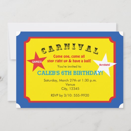 Carnaval Anniversaire Fête Billet Invitation (Devant)