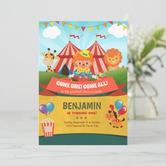 Carnaval Anniversaire Invitation Cirque (Debout devant)