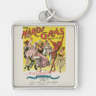 Carnaval Antieke Gele Poster Sleutelhanger