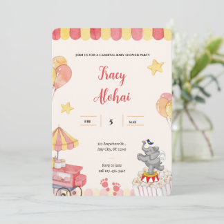 Carnaval Baby shower Invitation | circusfeest Kaart