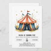 Carnaval Bewerkbare Magic Circus Verjaardag Kaart (Voorkant / Achterkant)