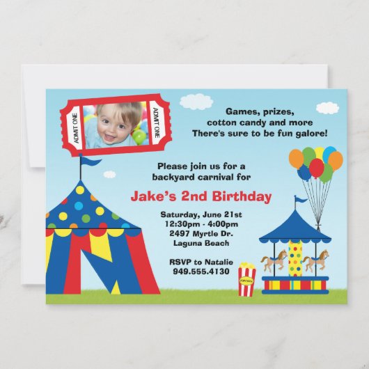 Carnaval Birthday Party Invitation Kaart (Voorkant)