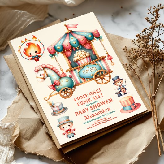 Carnaval Circus Baby shower Kaart