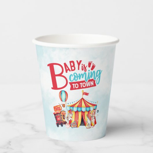 Carnaval Circus Blauw Baby shower Papieren Bekers (Voorkant)