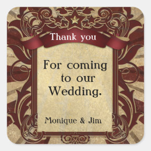  Carnaval Circus Elegante bruiloft gunst Vierkante Sticker