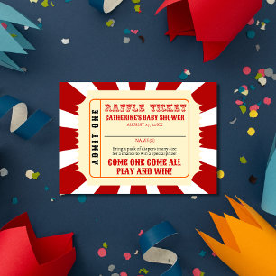 Carnaval Circus Festival Baby shower Luier Raffle Informatiekaartje