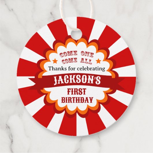 Carnaval Circus Festival Kids Verjaardagsfeest Bedankjes Labels (Achterkant)