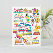 Carnaval Circus Gelukkige Verjaardag uitnodiging (Staand voorkant)