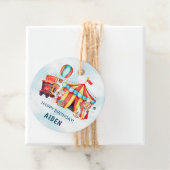 Carnaval Circus Grote Top Blauwe Verjaardag Bedankjes Labels (In situ)