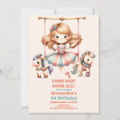 Carnaval Circus Kinder 1e verjaardagsfeestje Kaart (Voorkant)