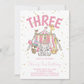 Carnaval Circus Roze 3e Verjaardag Kaart (Voorkant)