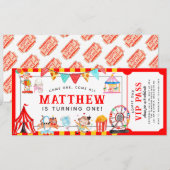 Carnaval Circus Show Ticket Entree Kids Verjaardag Kaart (Voorkant / Achterkant)