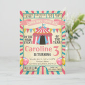 Carnaval Circus Ticket Verjaardagsfeest Uitnodigin Kaart (Staand voorkant)