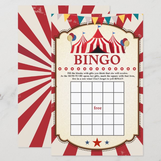  Carnaval Circus Verjaardag Bingo Spelletjes (Voorkant / Achterkant)