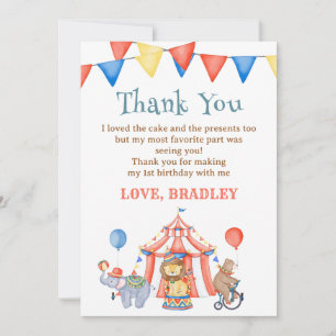 Carnaval Cirque & Animaux Carte de remerciements d