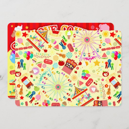 Carnaval coloré - Invitations d'anniversaire perso (Devant / Derrière)