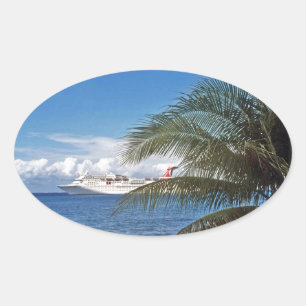 Carnaval cruiseschip aangedaan op Grand Cayman Isl Ovale Sticker