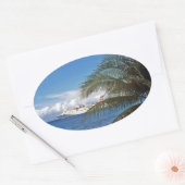 Carnaval cruiseschip aangedaan op Grand Cayman Isl Ovale Sticker (Envelop)
