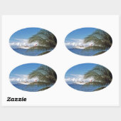 Carnaval cruiseschip aangedaan op Grand Cayman Isl Ovale Sticker (Vel)