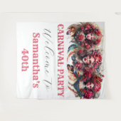 Carnaval dames roos fantasieveren glam wandkleed (Voorkant (horizontaal))