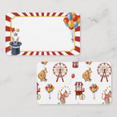 carnaval d'animaux de cirque cartes de place pour  (Devant / Derrière)