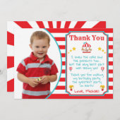 Carnaval de cirque Carte de remerciements avec pho (Devant / Derrière)