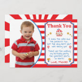 Carnaval de cirque Carte de remerciements avec pho (Devant / Derrière)