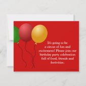 Carnaval de cirque Cheval Invitations personnalisé (Dos)