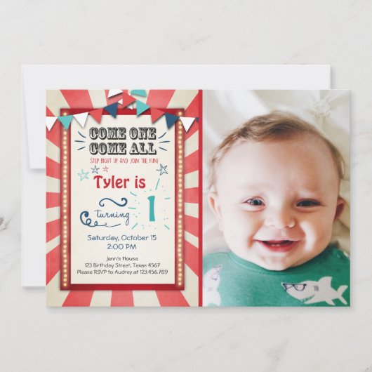 Carnaval de cirque invitation à l'anniversaire Big (Devant)